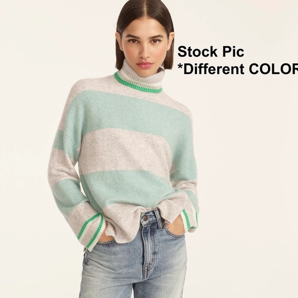 J.Crew Pink Striped Turtleneck Sweater in Alpaca & Merino Wool Supersoft… - Picture 7 of 7